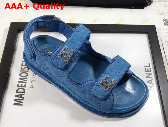 Chanel Beach Sandal in Blue Suede Leather Replica