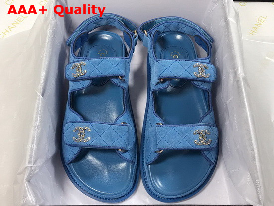 Chanel Beach Sandal in Blue Suede Leather Replica