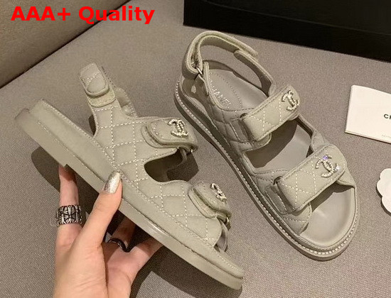 Chanel Beach Sandal in Gray Denim Replica