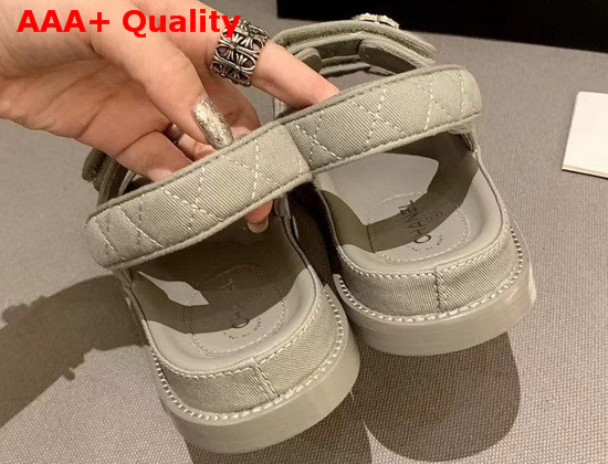 Chanel Beach Sandal in Gray Denim Replica