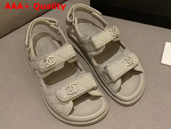 Chanel Beach Sandal in Gray Denim Replica