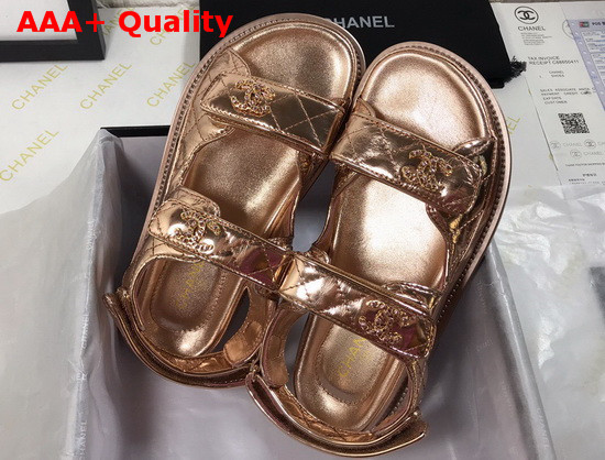 Chanel Beach Sandal in Metallic Gold Lambskin Replica