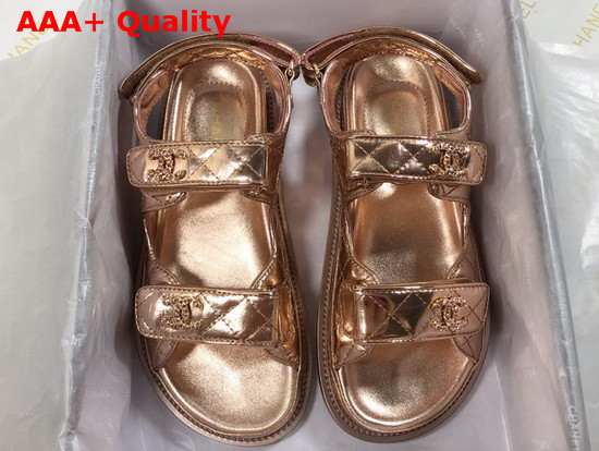 Chanel Beach Sandal in Metallic Gold Lambskin Replica