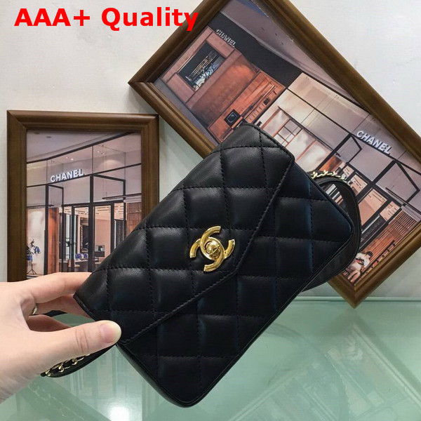 Chanel Belt Bag in Black Quilted Lambskin Replica