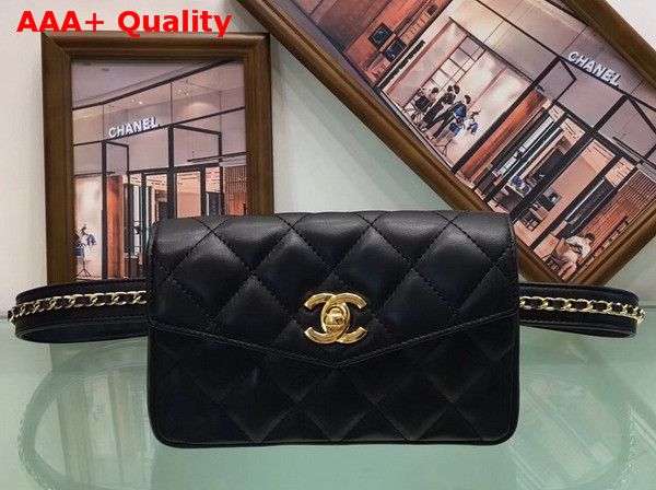 Chanel Belt Bag in Black Quilted Lambskin Replica