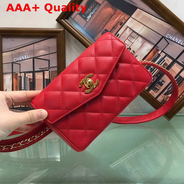 Chanel Belt Bag in Red Quilted Lambskin Replica