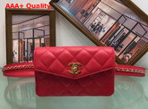 Chanel Belt Bag in Red Quilted Lambskin Replica