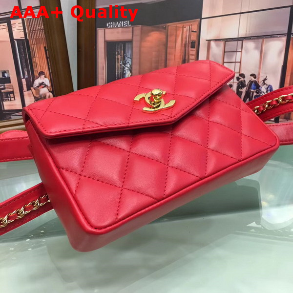 Chanel Belt Bag in Red Quilted Lambskin Replica