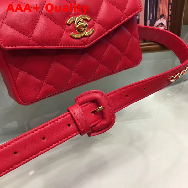 Chanel Belt Bag in Red Quilted Lambskin Replica