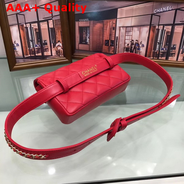 Chanel Belt Bag in Red Quilted Lambskin Replica