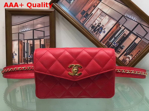 Chanel Belt Bag in Red Quilted Lambskin Replica