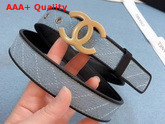 Chanel Belt Blue Denim and Black Calfskin Gold CC Buckle Replica