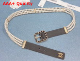 Chanel Belt Calfskin Glass Pearls and Gold Tone Metal Black AA6898 Replica