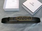 Chanel Belt Calfskin Gold Tone Metal and Lambskin Black AA6600