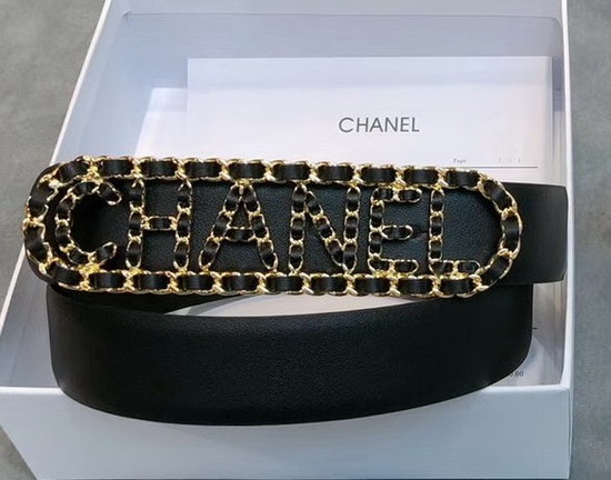 Chanel Belt Calfskin Gold Tone Metal and Lambskin Black AA6600