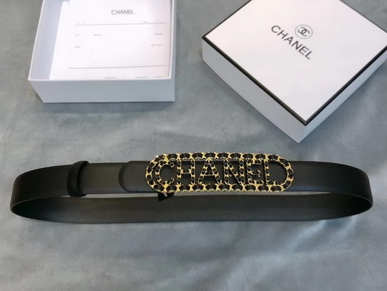 Chanel Belt Calfskin Gold Tone Metal and Lambskin Black AA6600