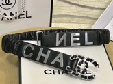 Chanel Belt Decorated with Metal Chanel Character Black Lambskin