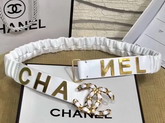 Chanel Belt Decorated with Metal Chanel Character White Lambskin