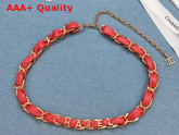 Chanel Belt Metal and Calfskin Gold and Red AB3357 Replica