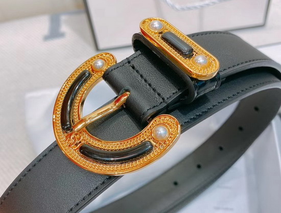 Chanel Belt in Black Calfskin with Gold C Buckle