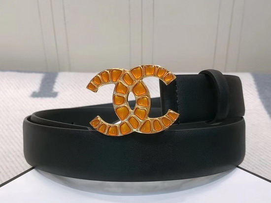 Chanel Belt in Black Calfskin with Gold Metal and Resin CC Buckle