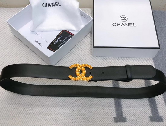 Chanel Belt in Black Calfskin with Gold Metal and Resin CC Buckle