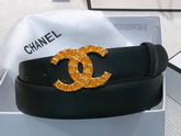 Chanel Belt in Black Calfskin with Gold Metal and Resin CC Buckle