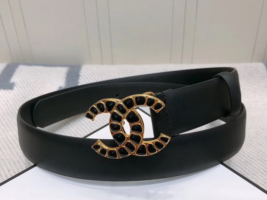 Chanel Belt in Black Calfskin with Resin and Metal CC Buckle