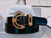 Chanel Belt in Black Crackled Calfskin with Gold C Buckle