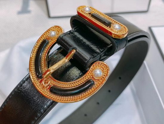 Chanel Belt in Black Crackled Calfskin with Gold C Buckle