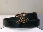 Chanel Belt in Black Croc Effect Leather with Chain CC Buckle