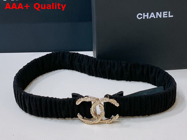 Chanel Belt in Black Mixed Fibers Silver Tone Metal and Strass AA8934 Replica