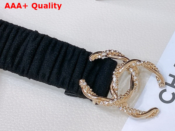 Chanel Belt in Black Mixed Fibers Silver Tone Metal and Strass AA8934 Replica