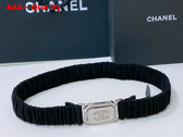 Chanel Belt in Black Mixed Fibers Silver Tone Metal and Strass AA9445 Replica