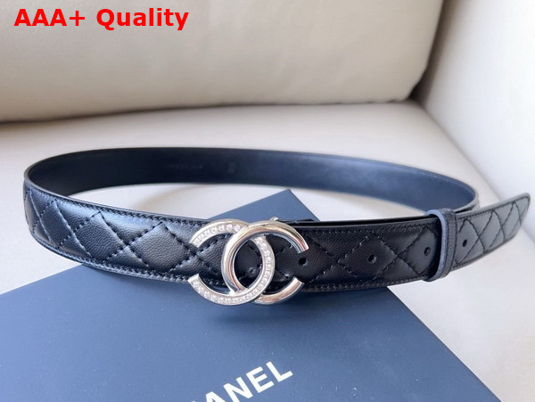 Chanel Belt in Black Quilted Leather with CC Belt Buckle Replica