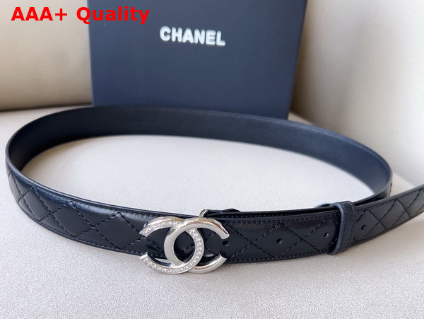 Chanel Belt in Black Quilted Leather with CC Belt Buckle Replica