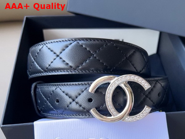 Chanel Belt in Black Quilted Leather with CC Belt Buckle Replica