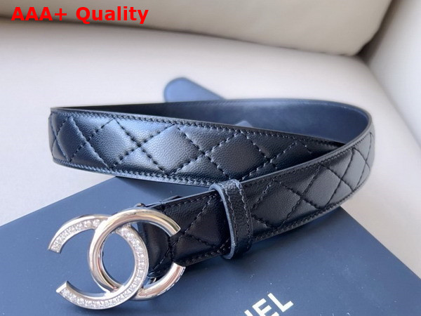 Chanel Belt in Black Quilted Leather with CC Belt Buckle Replica