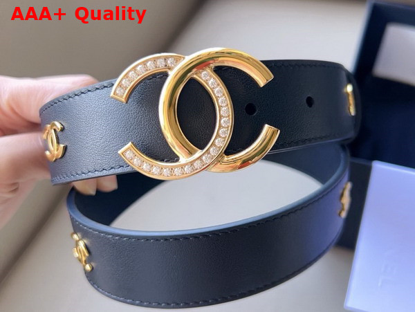 Chanel Belt in Black Smooth Leather with CC Buckle Replica