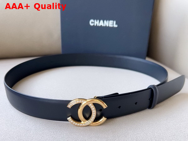 Chanel Belt in Black Smooth Leather with Gold CC Belt Buckle Replica