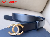 Chanel Belt in Black Smooth Leather with Gold CC Belt Buckle Replica