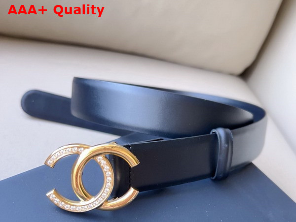 Chanel Belt in Black Smooth Leather with Gold CC Belt Buckle Replica