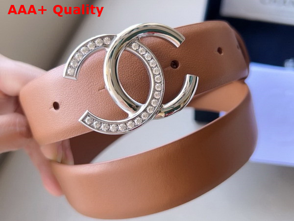 Chanel Belt in Brown Smooth Leather with CC Belt Buckle Replica