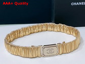 Chanel Belt in Gold Lambskin Gold Tone Metal and Strass AA9445 Replica