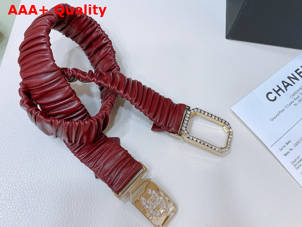 Chanel Belt in Red Lambskin Gold Tone Metal and Strass AA9445 Replica