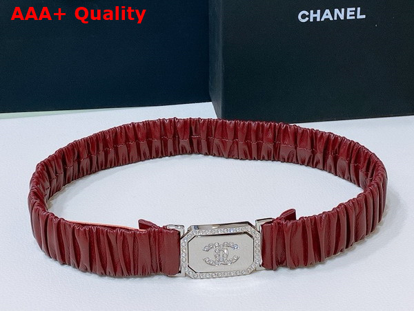 Chanel Belt in Red Lambskin Gold Tone Metal and Strass AA9445 Replica