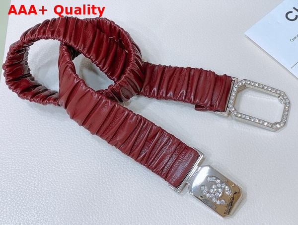 Chanel Belt in Red Lambskin Gold Tone Metal and Strass AA9445 Replica