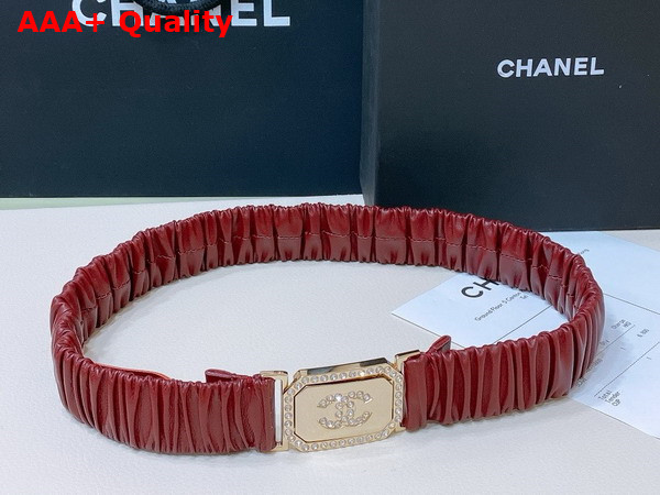 Chanel Belt in Red Lambskin Gold Tone Metal and Strass AA9445 Replica