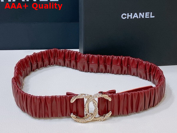 Chanel Belt in Red Lambskin Silver Tone Metal and Strass AA8934 Replica