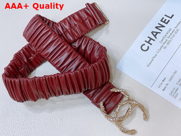 Chanel Belt in Red Lambskin Silver Tone Metal and Strass AA8934 Replica